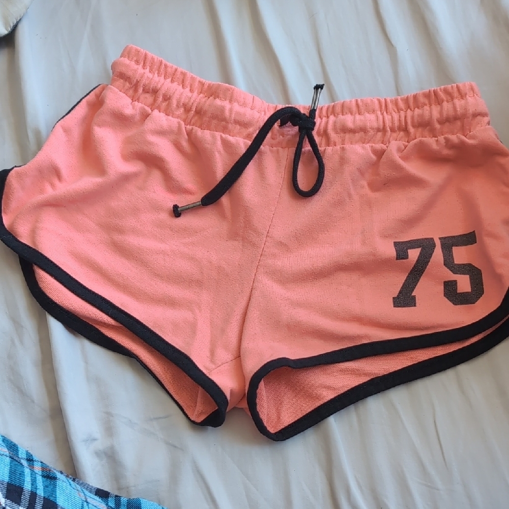 Pink and Black Athletic Shorts with Adjustable Fit